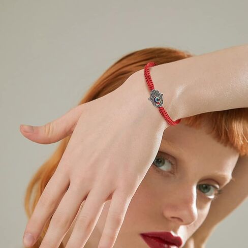 SKYPIA 2 Pcs Evil Eye String Bracelet, Couple Bracelet with Black and Red Color, Kabbalah Evil Eye Bracelet for Protection and Lucky Jewelry for Couple, Family and Friends in Kuwait