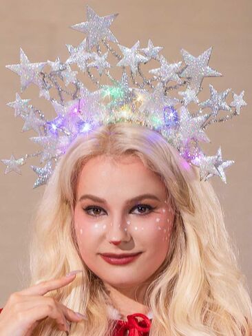 GORTIN Light up Stars Headband LED Christmas Hair Band Glowing Costume Headwear Rave Party Hair Accessories in Kuwait