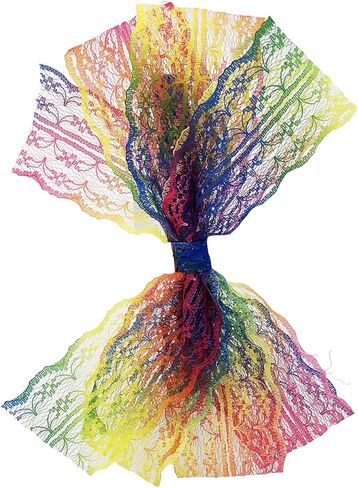 Liatunou Women Lace Bow Headband Costume Accessories for 80S Theme Party,Neon Lace Bow headpiece in Kuwait