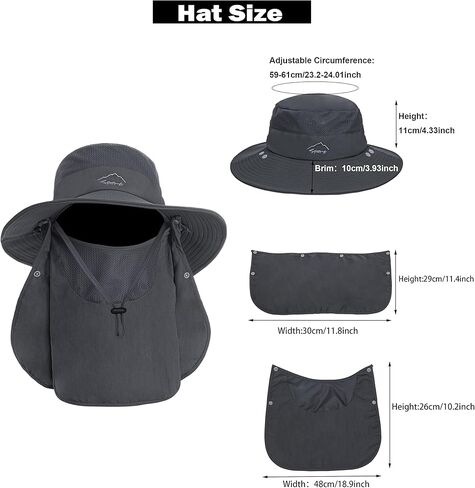 قبعة نسائية للشمس ذات حافة واسعة وقابلة للطي، قبعات للرجال صيفية للوقاية من الأشعة فوق البنفسجية والمشي لمسافات طويلة مع غطاء للرقبة بعامل حماية من الأشعة فوق البنفسجية 50+ in Kuwait