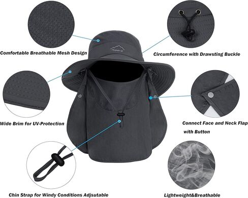 قبعة نسائية للشمس ذات حافة واسعة وقابلة للطي، قبعات للرجال صيفية للوقاية من الأشعة فوق البنفسجية والمشي لمسافات طويلة مع غطاء للرقبة بعامل حماية من الأشعة فوق البنفسجية 50+ in Kuwait