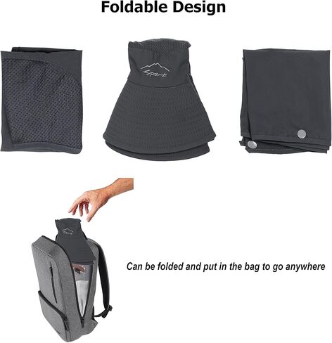 قبعة نسائية للشمس ذات حافة واسعة وقابلة للطي، قبعات للرجال صيفية للوقاية من الأشعة فوق البنفسجية والمشي لمسافات طويلة مع غطاء للرقبة بعامل حماية من الأشعة فوق البنفسجية 50+ in Kuwait