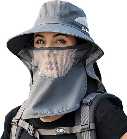 قبعة نسائية للشمس ذات حافة واسعة وقابلة للطي، قبعات للرجال صيفية للوقاية من الأشعة فوق البنفسجية والمشي لمسافات طويلة مع غطاء للرقبة بعامل حماية من الأشعة فوق البنفسجية 50+ in Kuwait