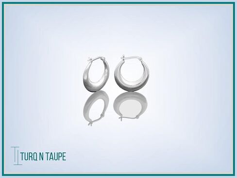 TURQ N TAUPE 925 Sterling Silver Italian Design Shrimp Hoop Earring Set for Women & Girls - Lightweight Perfect for Everyday Wear & Gifting in Saudi Arabia