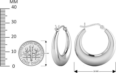TURQ N TAUPE 925 Sterling Silver Italian Design Shrimp Hoop Earring Set for Women & Girls - Lightweight Perfect for Everyday Wear & Gifting in Saudi Arabia