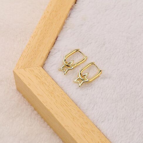 ToHeart Gold Huggie Earrings Star Earrings Minimalist 14k Gold Hoop Earrings Jewelry Gifts in Kuwait