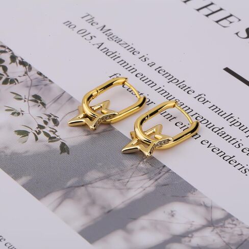 ToHeart Gold Huggie Earrings Star Earrings Minimalist 14k Gold Hoop Earrings Jewelry Gifts in Kuwait