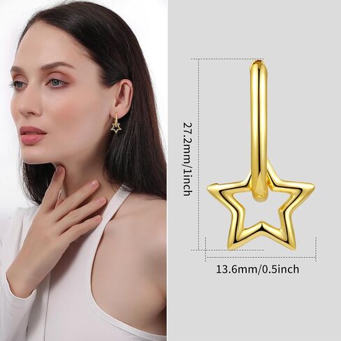 ToHeart Gold Huggie Earrings Star Earrings Minimalist 14k Gold Hoop Earrings Jewelry Gifts in Kuwait