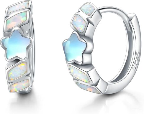 Small Hoop Earrings for Women 925 Sterling Silver Huggie Hoop Opal Earrings Hypoallergenic Earring Jewelry Gifts for Mother Girlfriends Teen Girls Wife in Kuwait