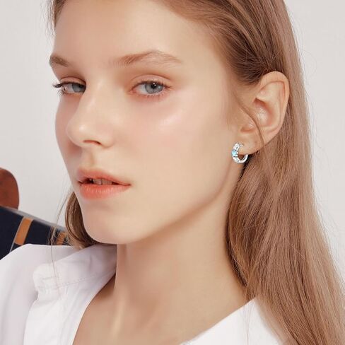 Small Hoop Earrings for Women 925 Sterling Silver Huggie Hoop Opal Earrings Hypoallergenic Earring Jewelry Gifts for Mother Girlfriends Teen Girls Wife in Kuwait