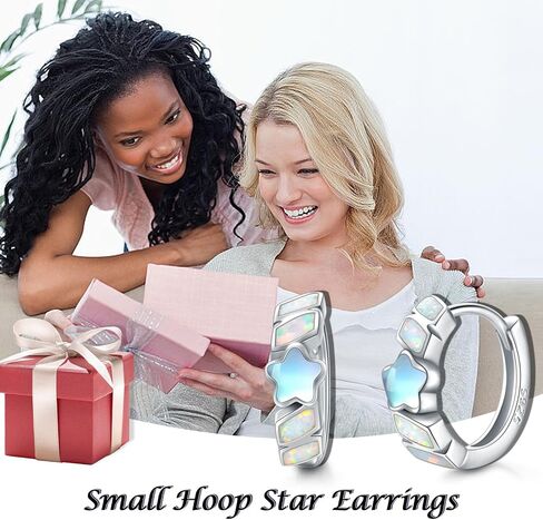 Small Hoop Earrings for Women 925 Sterling Silver Huggie Hoop Opal Earrings Hypoallergenic Earring Jewelry Gifts for Mother Girlfriends Teen Girls Wife in Kuwait