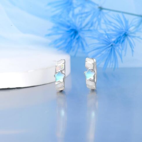 Small Hoop Earrings for Women 925 Sterling Silver Huggie Hoop Opal Earrings Hypoallergenic Earring Jewelry Gifts for Mother Girlfriends Teen Girls Wife in Kuwait