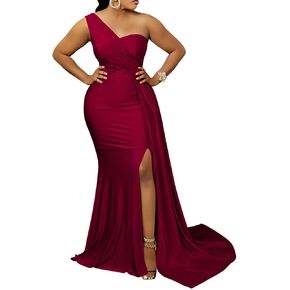 Women Off Shoulder V-Neck Maxi Long Dress Ruched Split Bodycon Mermaid Evening Cocktail Formal Dresses
