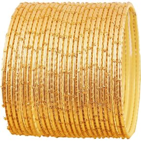 Touchstone Colorful Bangle Collection Indian Bollywood Exclusive Golden Glaze Exotic Textured Colorful Designer Jewelry Bangle Bracelets Set of 24 for Women.
