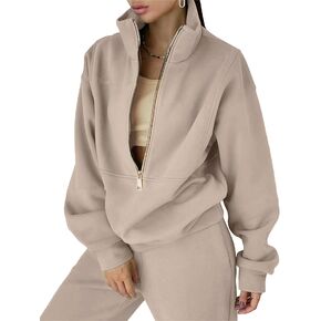Kissonic Womens Fleece 2 Piece Outfits Sweatsuit Half Zip Pullover Sweatshirt Joggers Pants Tracksuit Set