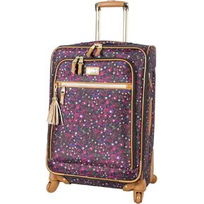 Steve Madden Designer Luggage Collection - Expandable 28 Inch Softside Bag for Men & Women - Durable Lightweight Checked Suitcase with 4-Rolling Spinner Wheels (28in,Dark Purple) in Kuwait