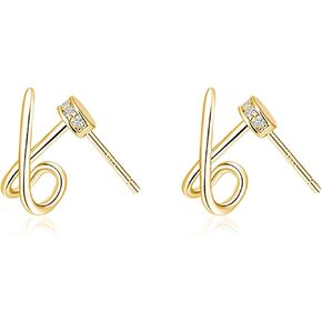 Reffeer Solid 925 Sterling Silver Letter X Cuff Earrings for Women Teen Girls CZ X Wrap Earrings Piercing Studs Earrings
