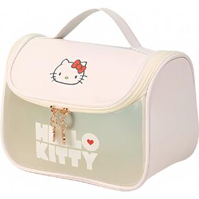 WIEEZN Cute Toiletry Bag for Women Girls, PU Leather Translucent Waterproof Makeup Cosmetic Bag, Travel Makeup Bag Organizer