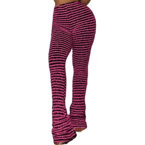 HuiSiFang Stacked Sweatpants for Women Fringe Tassels Patchwork Knitted Bodycon Leggings