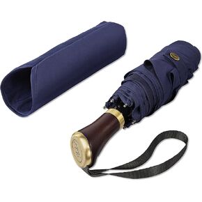 Balios Compact Travel Umbrella Mini Pocket Windproof, Large Canopy, Ultra-Comfortable Rosewood Handle, Foldable 10.6" for Women Men Handbag, Lightweight 9.24oz, Aluminium Rib, 310T Fabric, Long Shaft