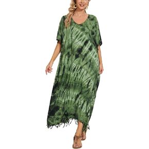 Beautybatik المرأة الهبي التعادل صبغ قفطان قفطان المتسكعون ماكسي حجم كبير فستان طويل XL إلى 4X in Kuwait