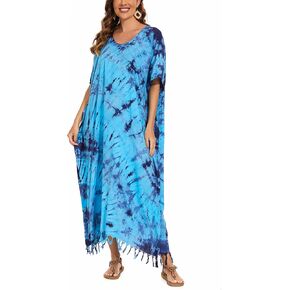 Beautybatik Women Hippie Tie Dye Caftan Kaftan Loungewear Maxi Plus Size Long Dress XL to 4X in Kuwait