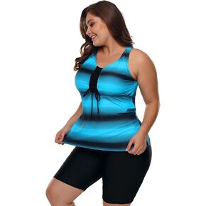 FAZLIY Womens Tankini Swimsuits Athletic Two Piece Tummy Control Bathing Suits with Boyshorts in Saudi Arabia