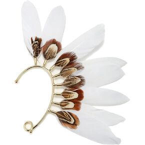 GOGNGTR Show Costume Feather Ear Cuff，for Women， Handmade Natural Tassels Feather，Indiana Long Feather Ear Wrap Accessories Earrings Jewelry