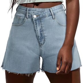 Women's Juniors Crisscross Jean Shorts - High Waisted Stretchy Denim Shorts Casual Summer Clothes Hot Shorts(XS-XL) in Kuwait