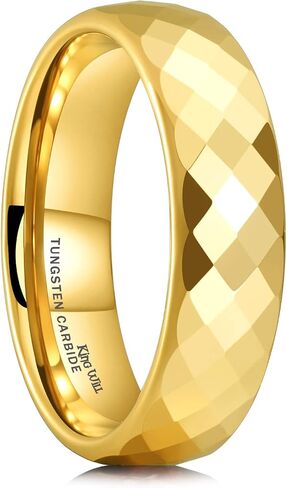 King Will Tungsten Carbide Wedding Ring for Men Women Promise Ring for Couple 2mm/4mm/6mm Black/Silver/Gold/Rose Gold Multi-faceted Shining Luster High Polished Wedding Band Comfort Fit in Kuwait