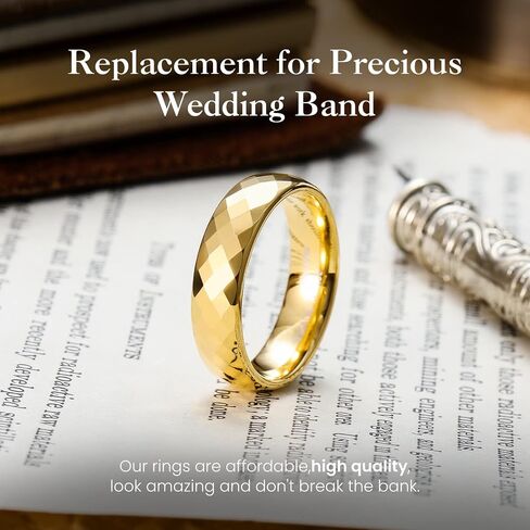 King Will Tungsten Carbide Wedding Ring for Men Women Promise Ring for Couple 2mm/4mm/6mm Black/Silver/Gold/Rose Gold Multi-faceted Shining Luster High Polished Wedding Band Comfort Fit in Kuwait