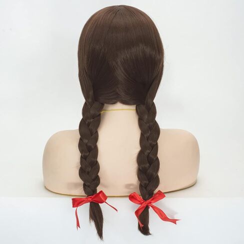 شعر مستعار FALAMKA ذو ضفائر مزدوجة للفتيات، شعر مستعار بني طويل لزي الهالوين in Kuwait