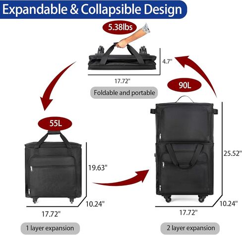 حقيبة كبيرة قابلة للطي وقابلة للطي مع عجلات دوارة وحقيبة أمتعة قابلة للتوسيع وتحمل حقيبة بدلة بعجلات Maletas De Viaje Para Grandes Con Ruedas 50 Libras خفيفة الوزن للغاية ومعتمدة من شركة الطيران in Kuwait