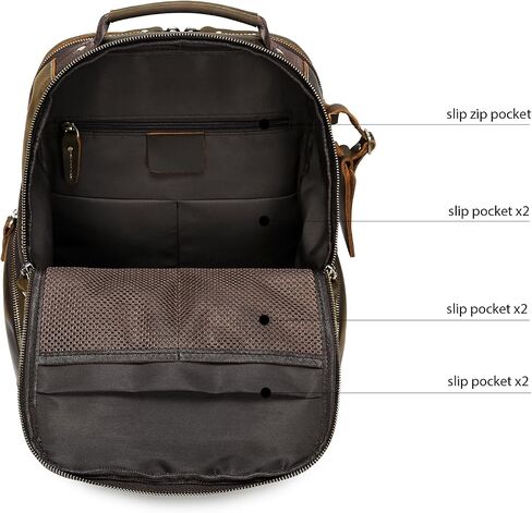 LANNSYNE Vintage Full Grain Genuine Leather Backpack For Men, fits 16" Laptop Travel Hiking Bag Camping Rucksack Brown in Saudi Arabia