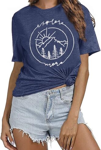 Women Hiking Mountain Tank Top Explore More Funny Graphic Shirts Adventure Workout Sleeveless Camping Tee in Kuwait