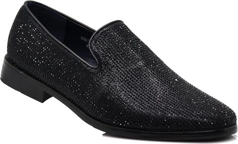 SPK24 Men Vintage Spikes Sparkle Formal Tuxedo Stage Fashion Slip On Loafer Dress Shoes in Saudi Arabia