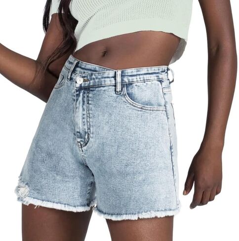 Women's Juniors Crisscross Jean Shorts - High Waisted Stretchy Denim Shorts Casual Summer Clothes Hot Shorts(XS-XL) in Kuwait