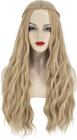 باروكة JIY Galadriel باروكة أشقر طويلة 70 ثانية لأزياء عصر النهضة الهبي للنساء الأميرة العروس قزم شعر مستعار على الطراز الفيكتوري مع جديلة لحفلات الهالوين JY012M in Saudi Arabia