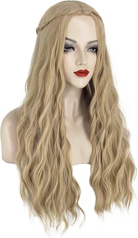 باروكة JIY Galadriel باروكة أشقر طويلة 70 ثانية لأزياء عصر النهضة الهبي للنساء الأميرة العروس قزم شعر مستعار على الطراز الفيكتوري مع جديلة لحفلات الهالوين JY012M in Saudi Arabia