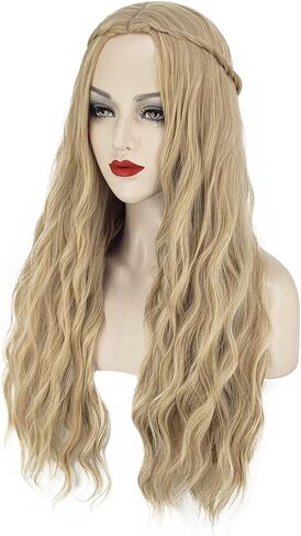 باروكة JIY Galadriel باروكة أشقر طويلة 70 ثانية لأزياء عصر النهضة الهبي للنساء الأميرة العروس قزم شعر مستعار على الطراز الفيكتوري مع جديلة لحفلات الهالوين JY012M in Saudi Arabia