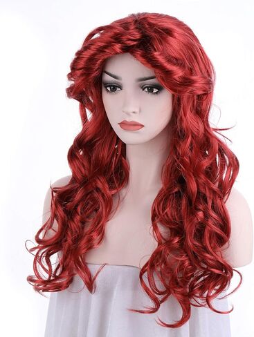 شعر مستعار نسائي من Onedor HairWiz شعر مستعار صناعي مجعد ومموج (أحمر حورية البحر (للأطفال)) in Kuwait