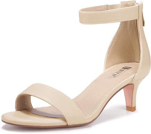 IDIFU IN2 Women's Kitten Heels Low Open Toe Short Ankle Strap Heel Sandals | Round Toe Small Kitty Heeled Sandal Dressy Comfortable Cute Formal Dress Shoes for Prom Wedding Bride Party Evening Daily in Saudi Arabia