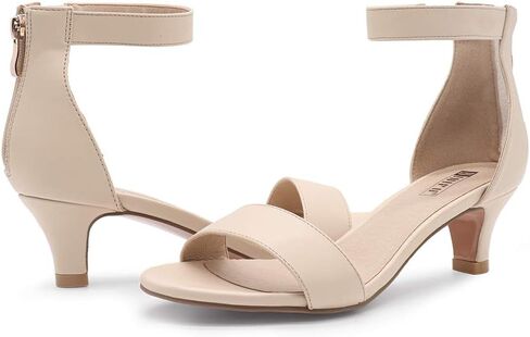 IDIFU IN2 Women's Kitten Heels Low Open Toe Short Ankle Strap Heel Sandals | Round Toe Small Kitty Heeled Sandal Dressy Comfortable Cute Formal Dress Shoes for Prom Wedding Bride Party Evening Daily in Saudi Arabia