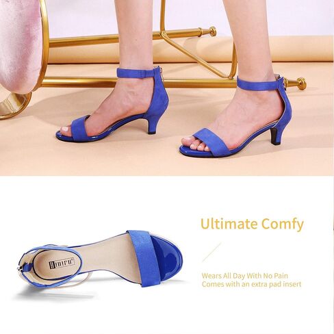 IDIFU IN2 Women's Kitten Heels Low Open Toe Short Ankle Strap Heel Sandals | Round Toe Small Kitty Heeled Sandal Dressy Comfortable Cute Formal Dress Shoes for Prom Wedding Bride Party Evening Daily in Kuwait