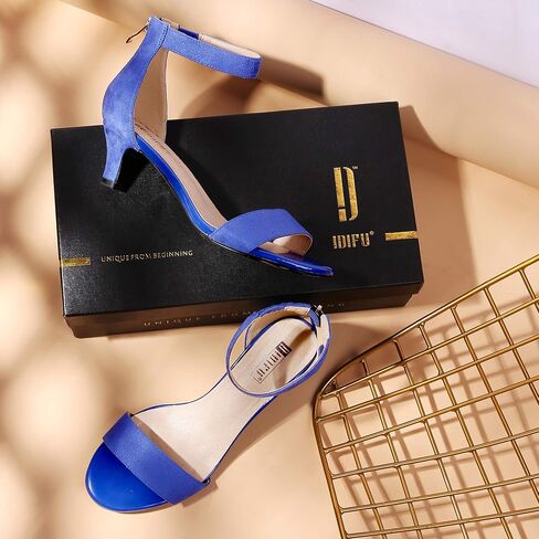 IDIFU IN2 Women's Kitten Heels Low Open Toe Short Ankle Strap Heel Sandals | Round Toe Small Kitty Heeled Sandal Dressy Comfortable Cute Formal Dress Shoes for Prom Wedding Bride Party Evening Daily in Kuwait