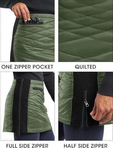 Fisoew Women's Puffer Quilted Skirts Winter Outdoor Zipper Insulated Skirts for Hiking Running Golf with Pockets in Kuwait