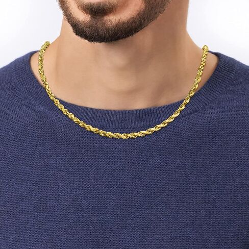 Canaria Men's 5.5mm 10kt Yellow Gold Rope-Chain Necklace. 22 inches in Saudi Arabia