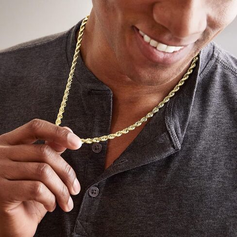 Canaria Men's 5.5mm 10kt Yellow Gold Rope-Chain Necklace. 22 inches in Saudi Arabia