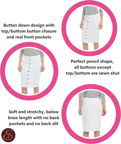 تنانير جينز ESTEEZ للنساء بطول الركبة - تنانير جينز نسائية متواضعة قابلة للتمدد - مونتريال in Kuwait