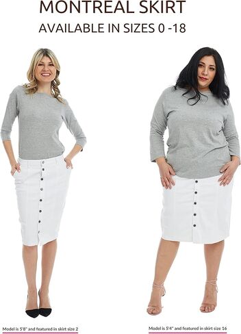 تنانير جينز ESTEEZ للنساء بطول الركبة - تنانير جينز نسائية متواضعة قابلة للتمدد - مونتريال in Kuwait